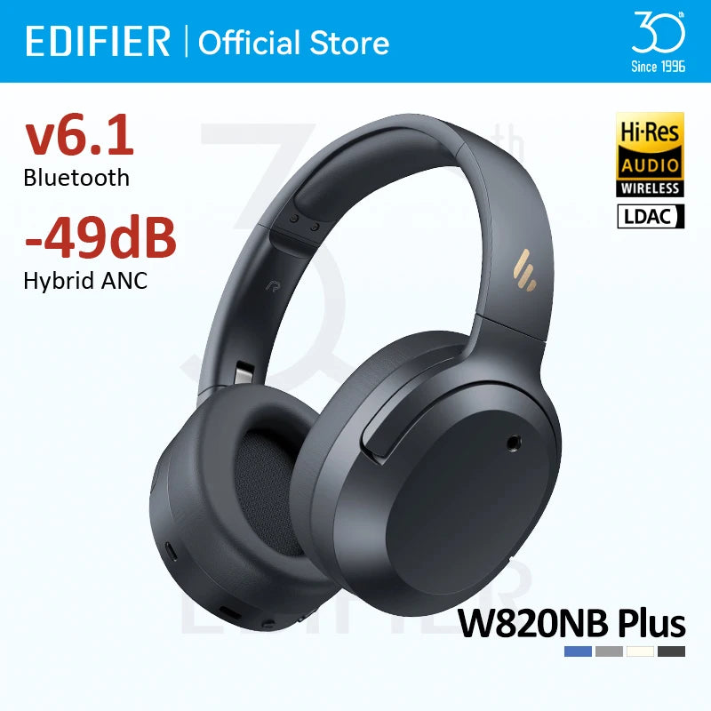 W820NB Plus(2025 Ver.) ANC Wireless Headphone Bluetooth 6.1 Over-Ear Headset -49Db Noise Canelling Earphone Hi-Res Audio